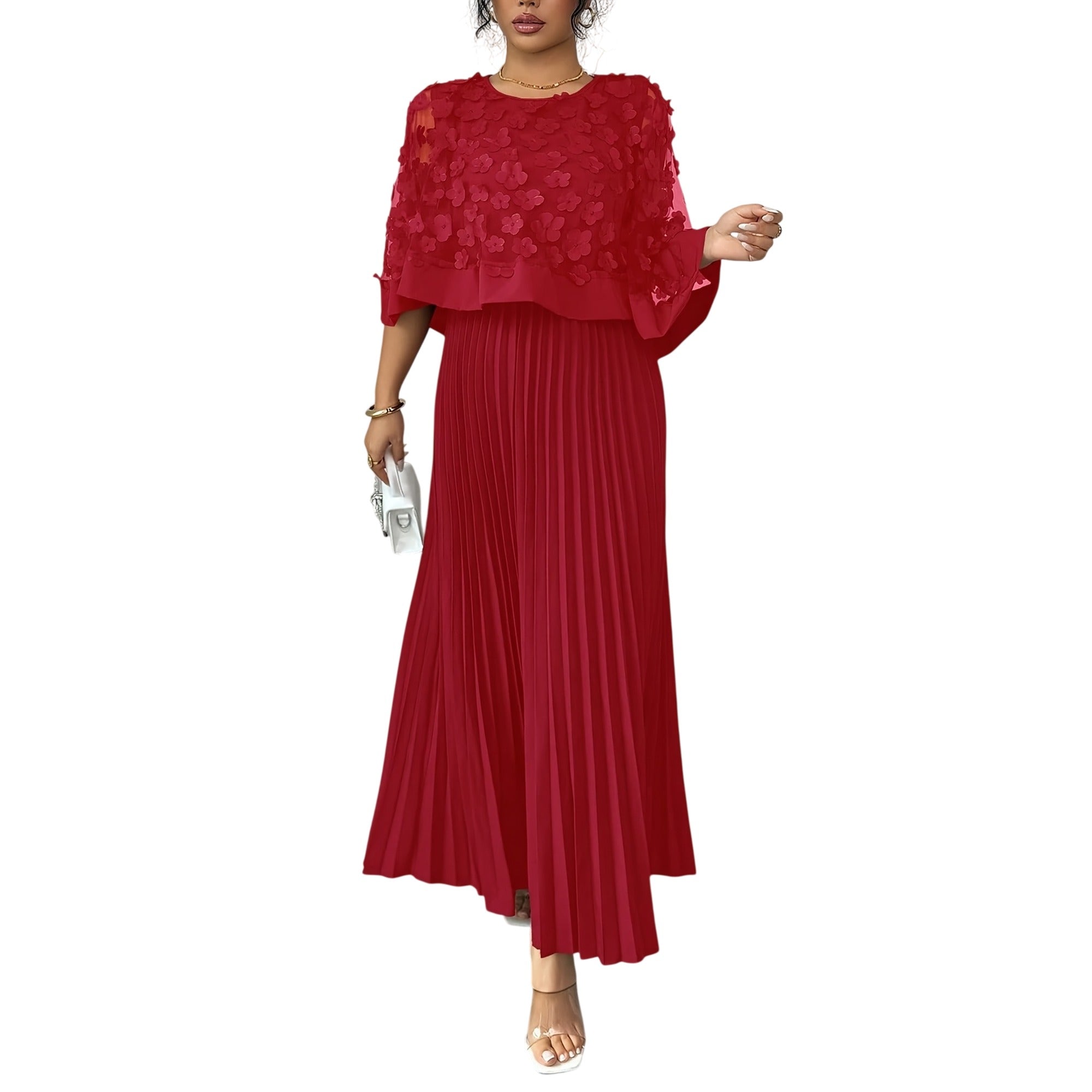 Atelier Rivelle | Robe Femme Élégante Cérémonie Floral 3D Col Rond