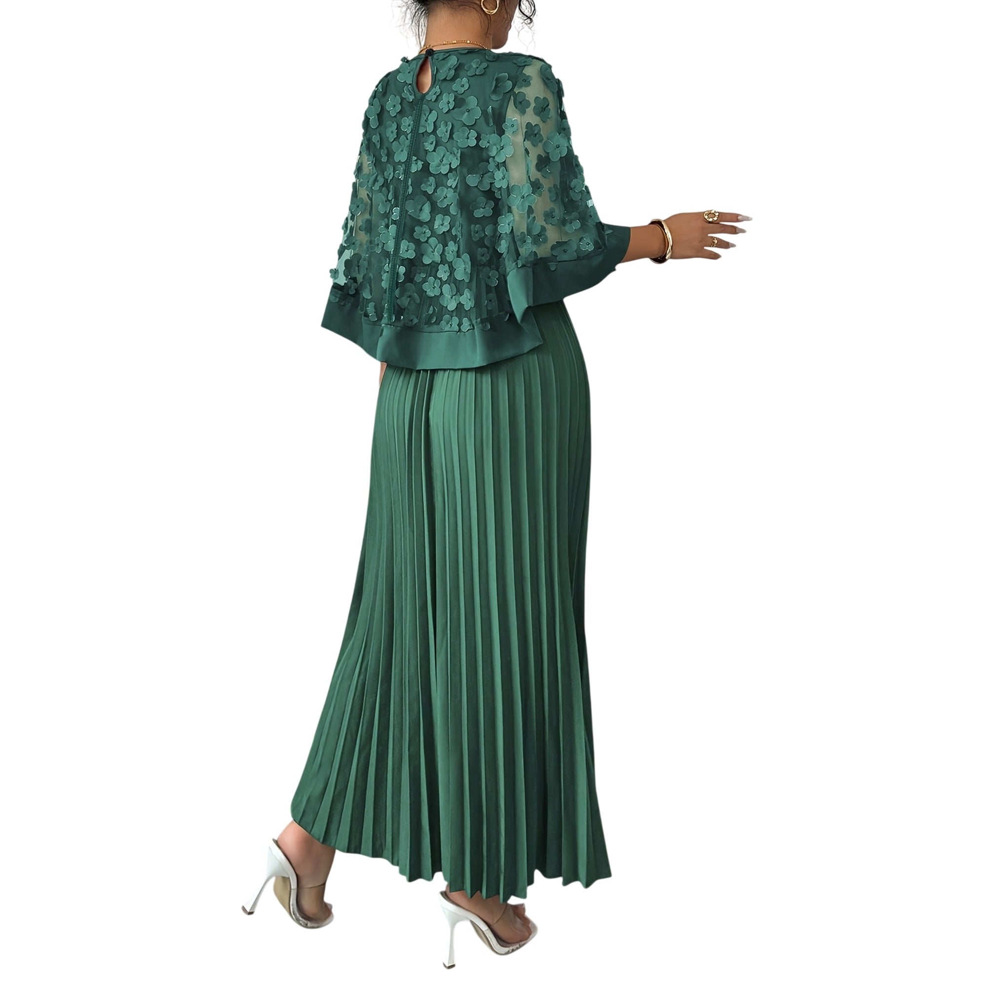 Atelier Rivelle | Robe Femme Élégante Cérémonie Floral 3D Col Rond