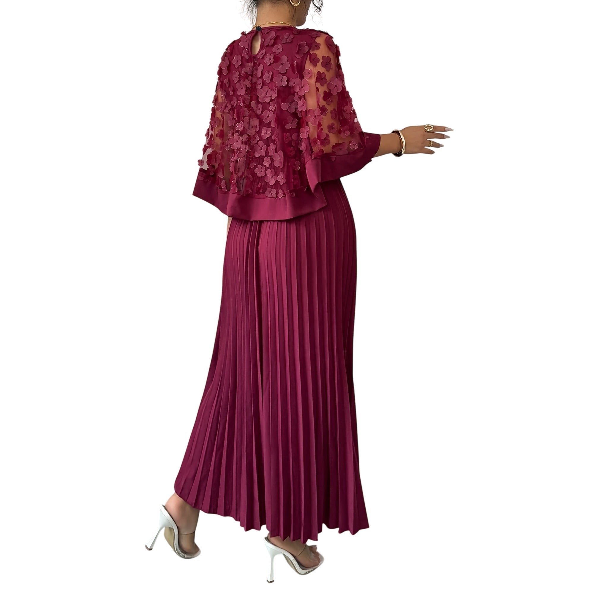Atelier Rivelle | Robe Femme Élégante Cérémonie Floral 3D Col Rond