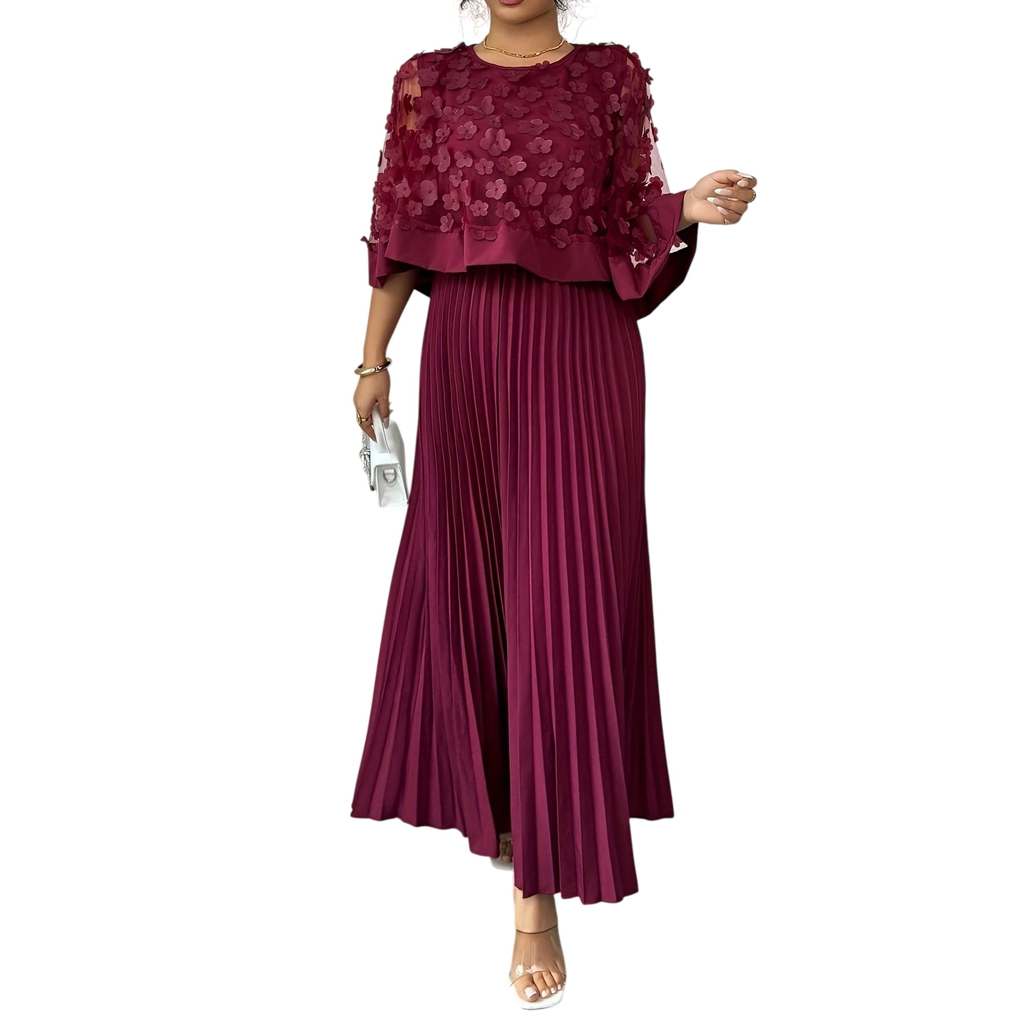 Atelier Rivelle | Robe Femme Élégante Cérémonie Floral 3D Col Rond