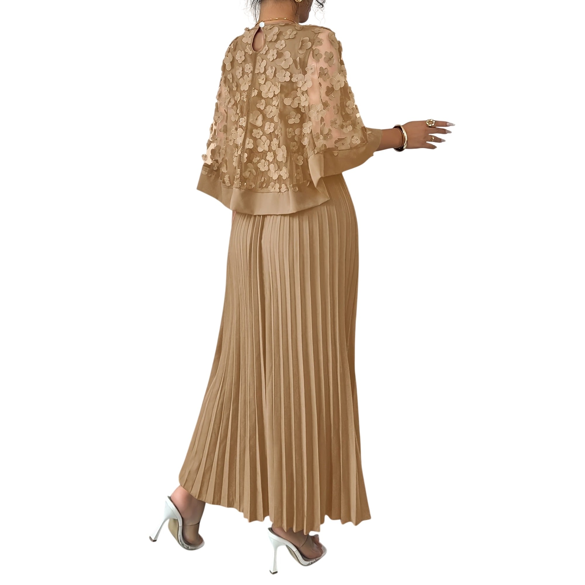Atelier Rivelle | Robe Femme Élégante Cérémonie Floral 3D Col Rond