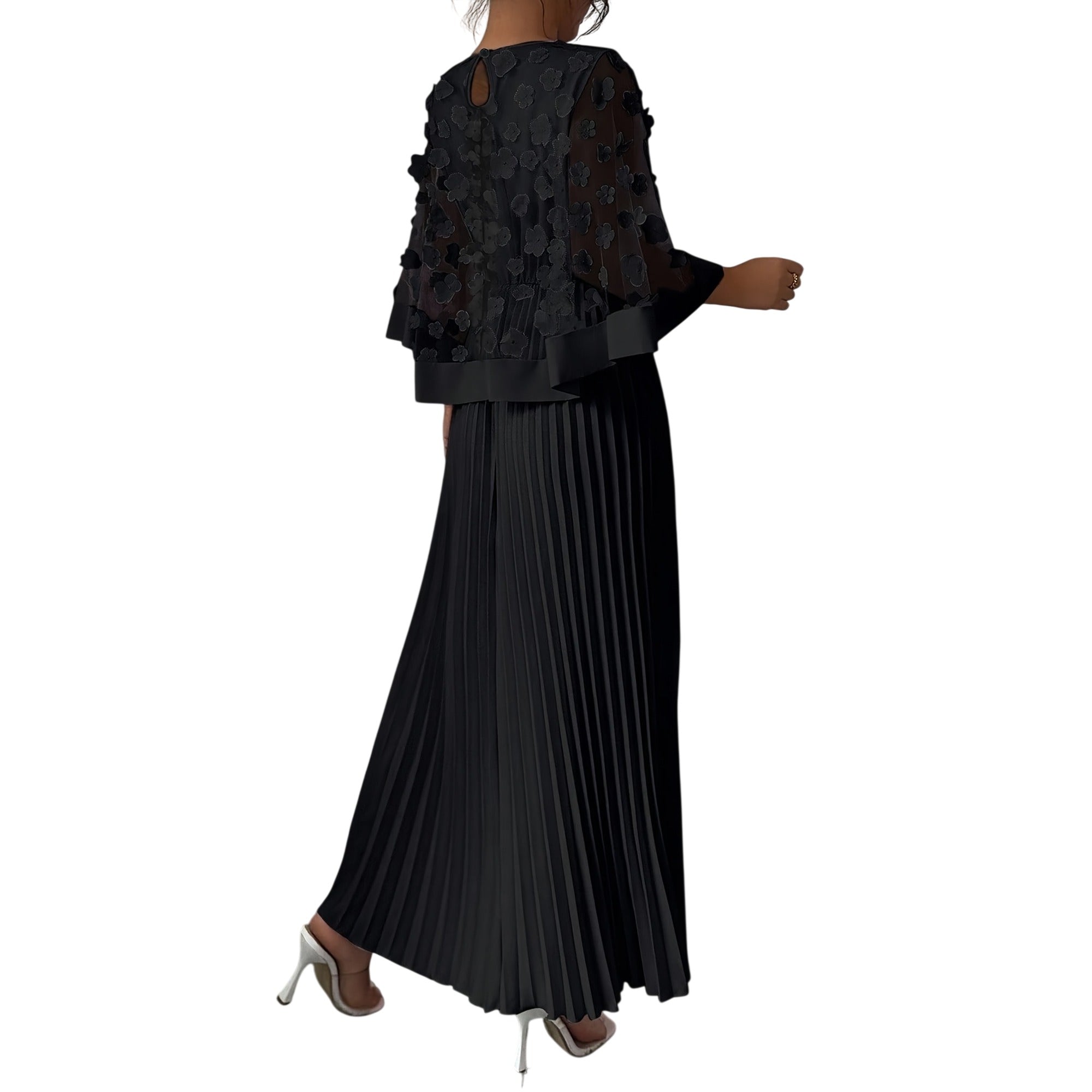 Atelier Rivelle | Robe Femme Élégante Cérémonie Floral 3D Col Rond