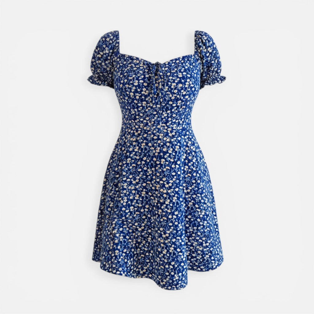 Atelier Rivelle | Robe Mini Femme Fleurie Col Carré A-Line Volants Été