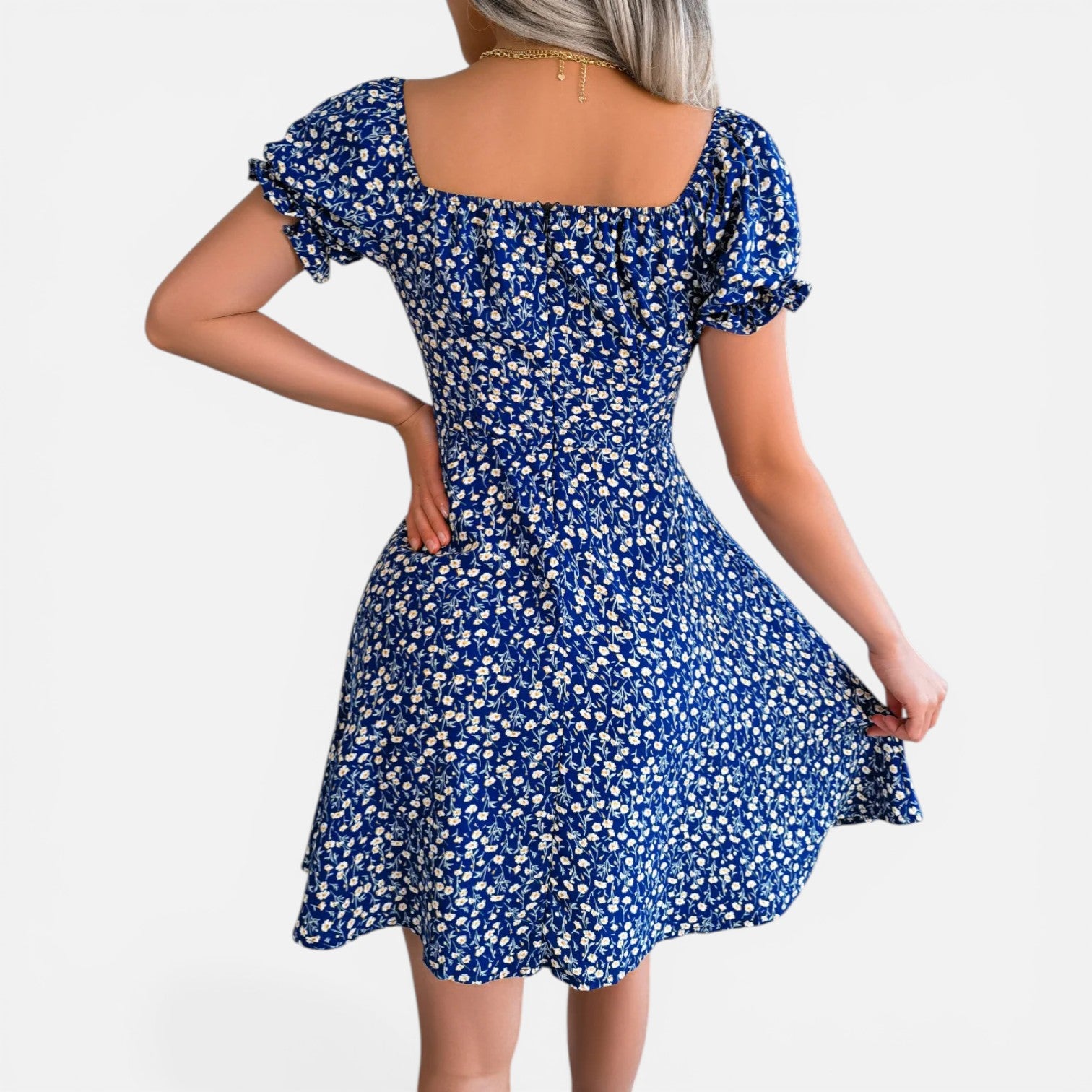 Atelier Rivelle | Robe Mini Femme Fleurie Col Carré A-Line Volants Été