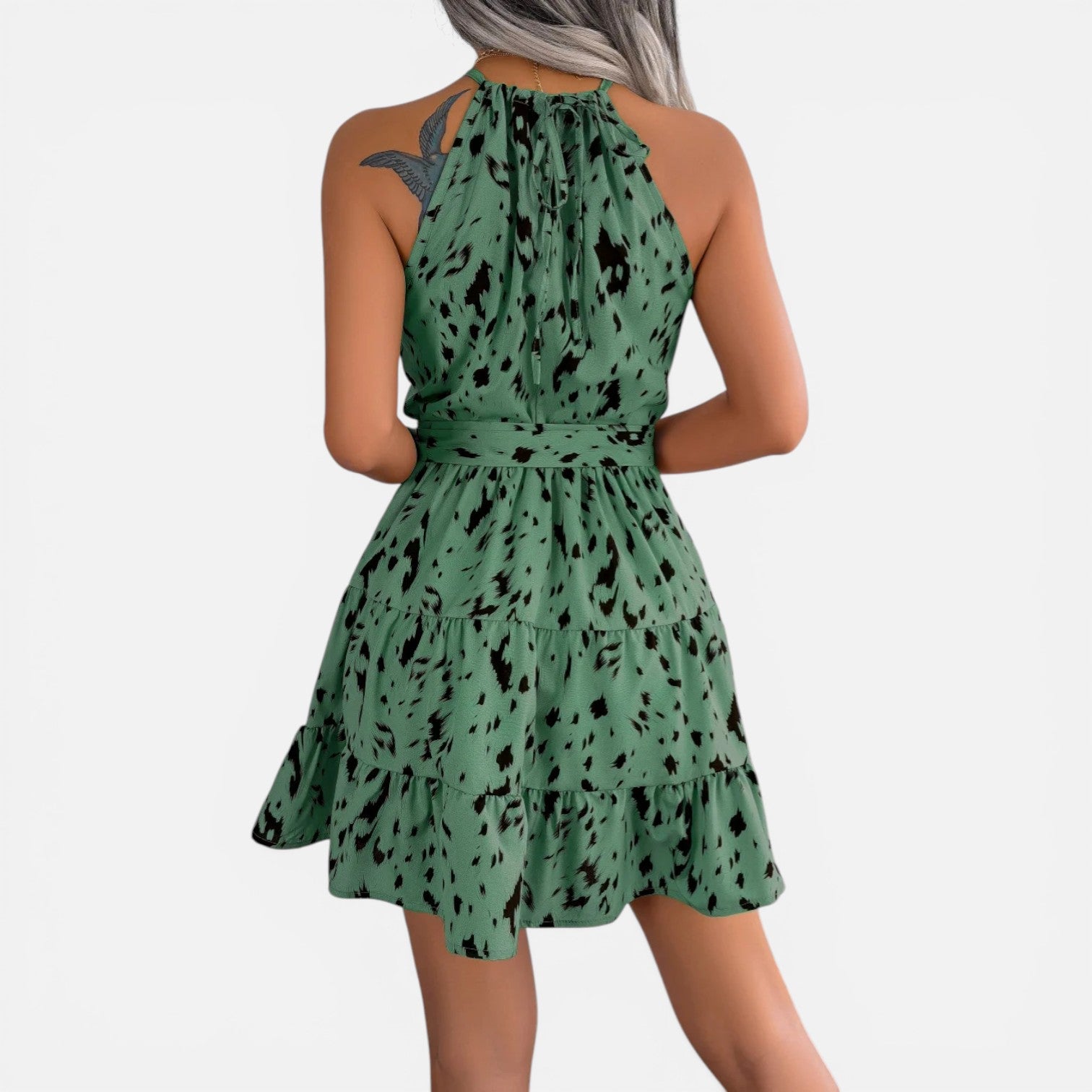 Atelier Rivelle | Robe Mini Léopard Femme Été Coupe Ajustée Halter