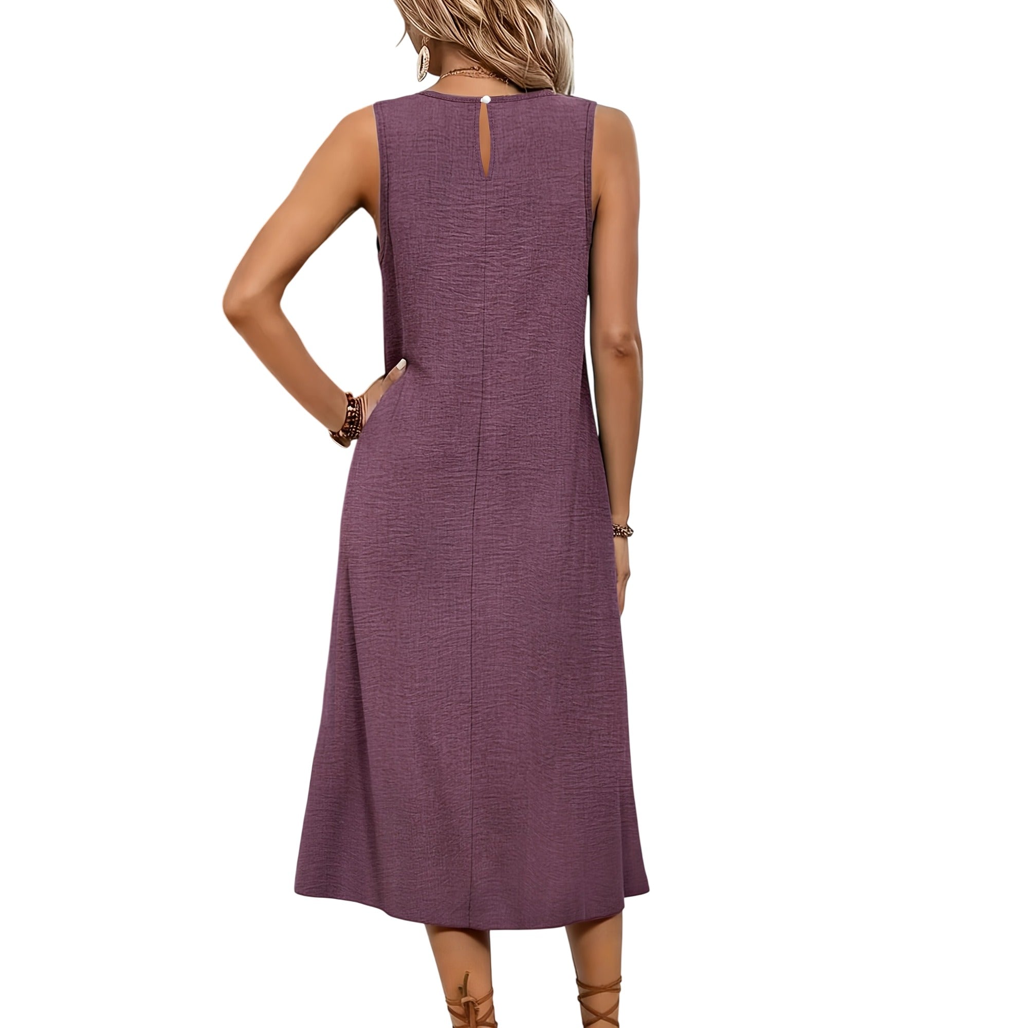 Atelier Rivelle | Robe Femme Sans Manches Fluide Poches Décontractée Été