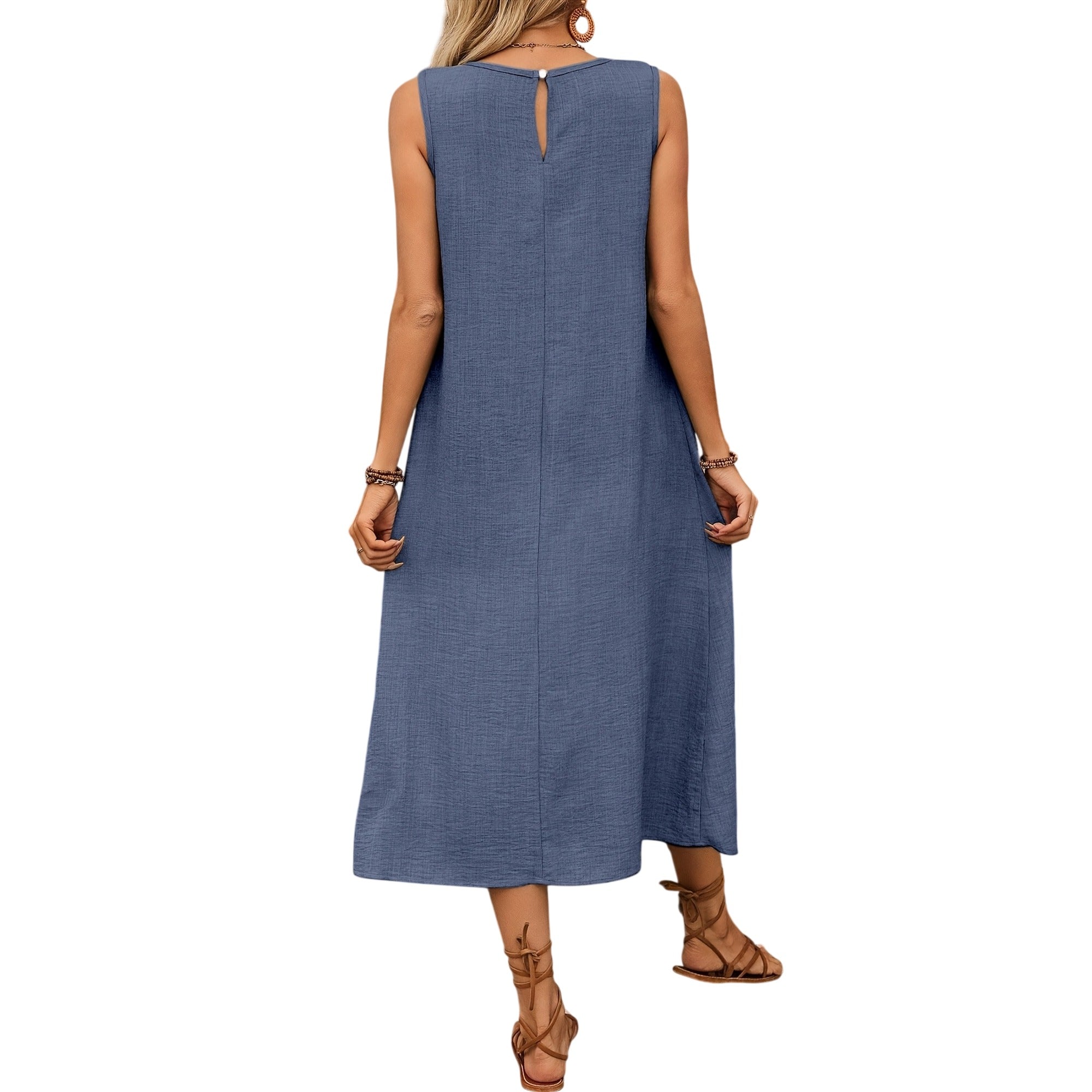 Atelier Rivelle | Robe Femme Sans Manches Fluide Poches Décontractée Été