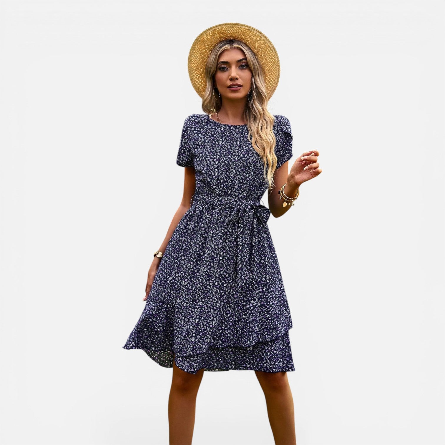 Atelier Rivelle | Robe d’été femme floral taille haute plissée confort casual