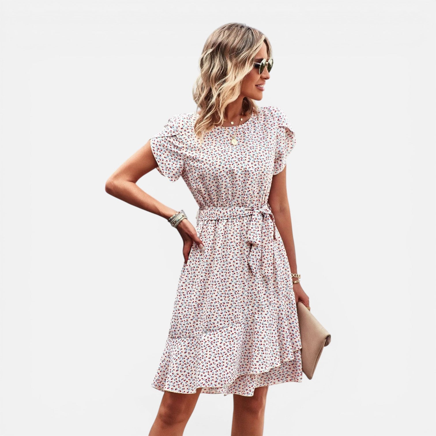 Atelier Rivelle | Robe d’été femme floral taille haute plissée confort casual