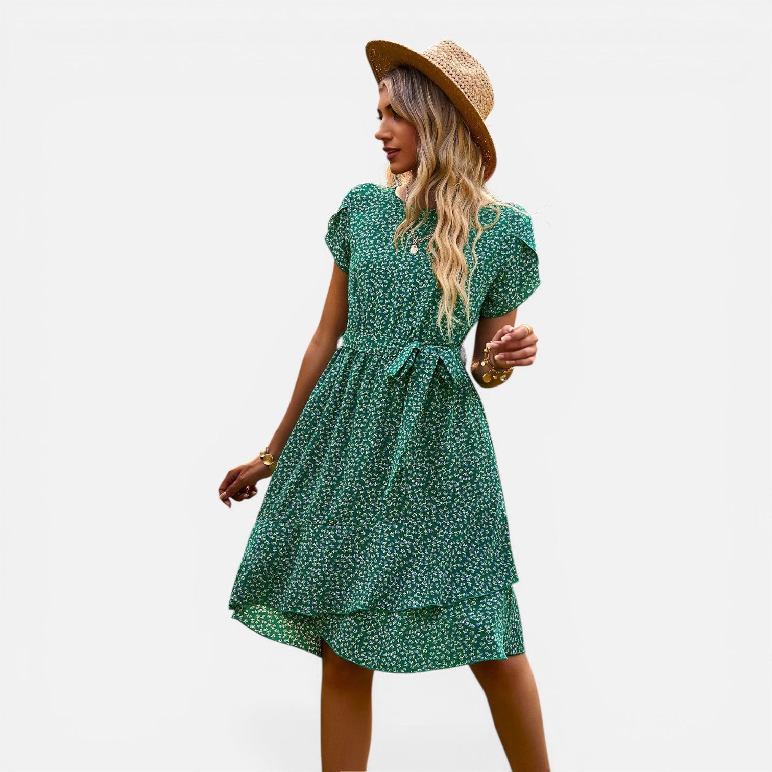 Atelier Rivelle | Robe d’été femme floral taille haute plissée confort casual