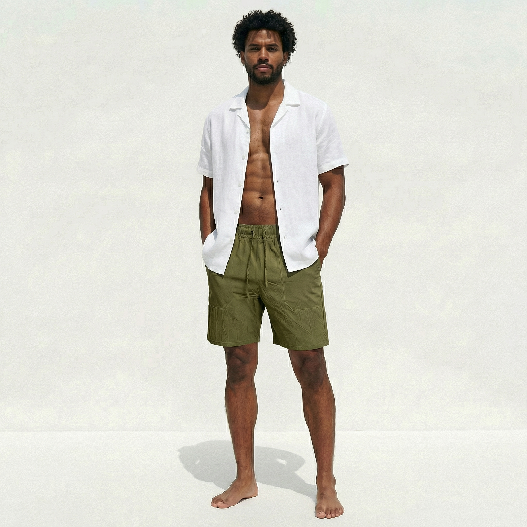 Atelier Rivelle | Short Homme Lin Été Léger Respirant Taille Élastique Confort