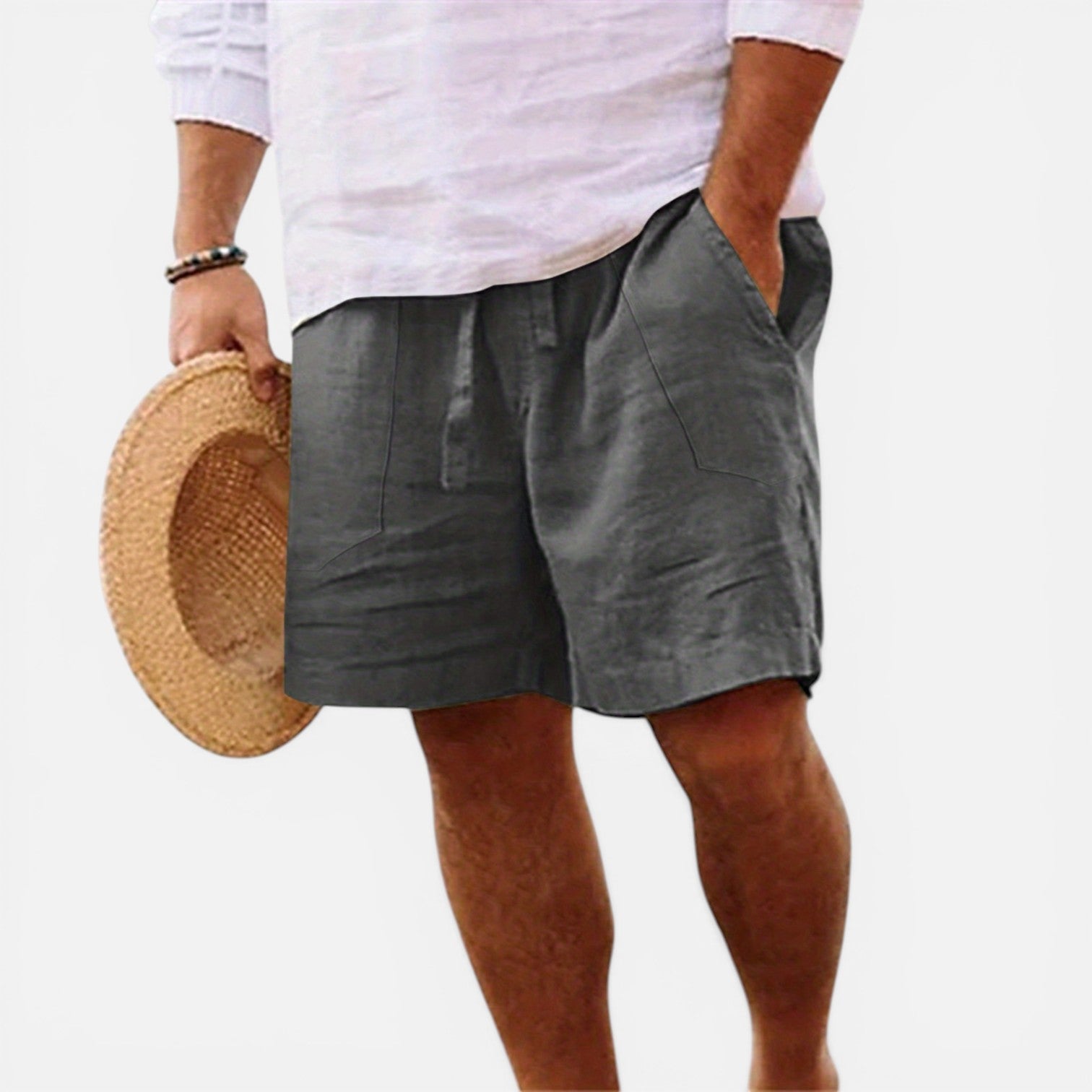 Atelier Rivelle | Short Homme Lin Été Léger Respirant Taille Élastique Confort