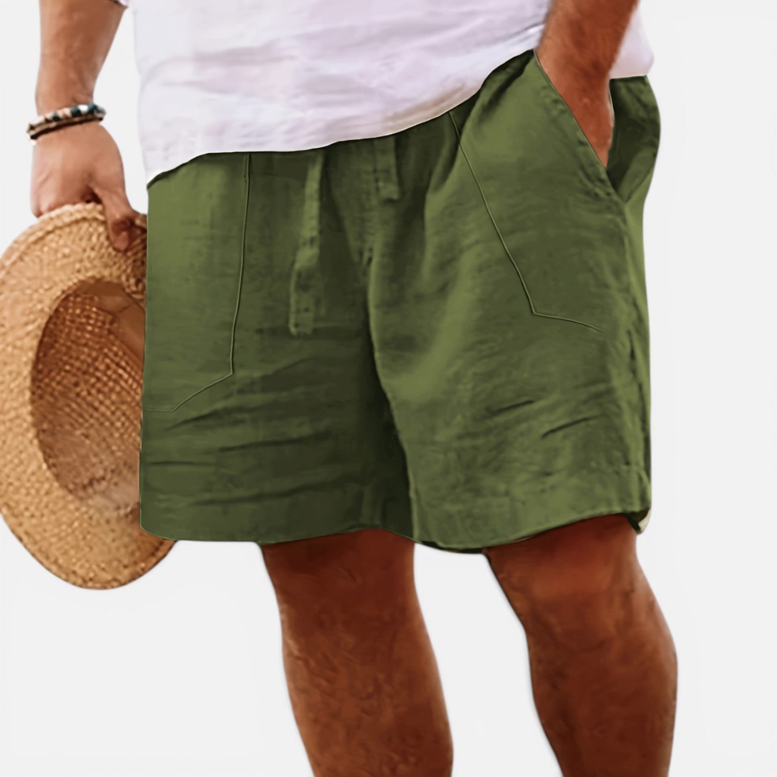 Atelier Rivelle | Short Homme Lin Été Léger Respirant Taille Élastique Confort