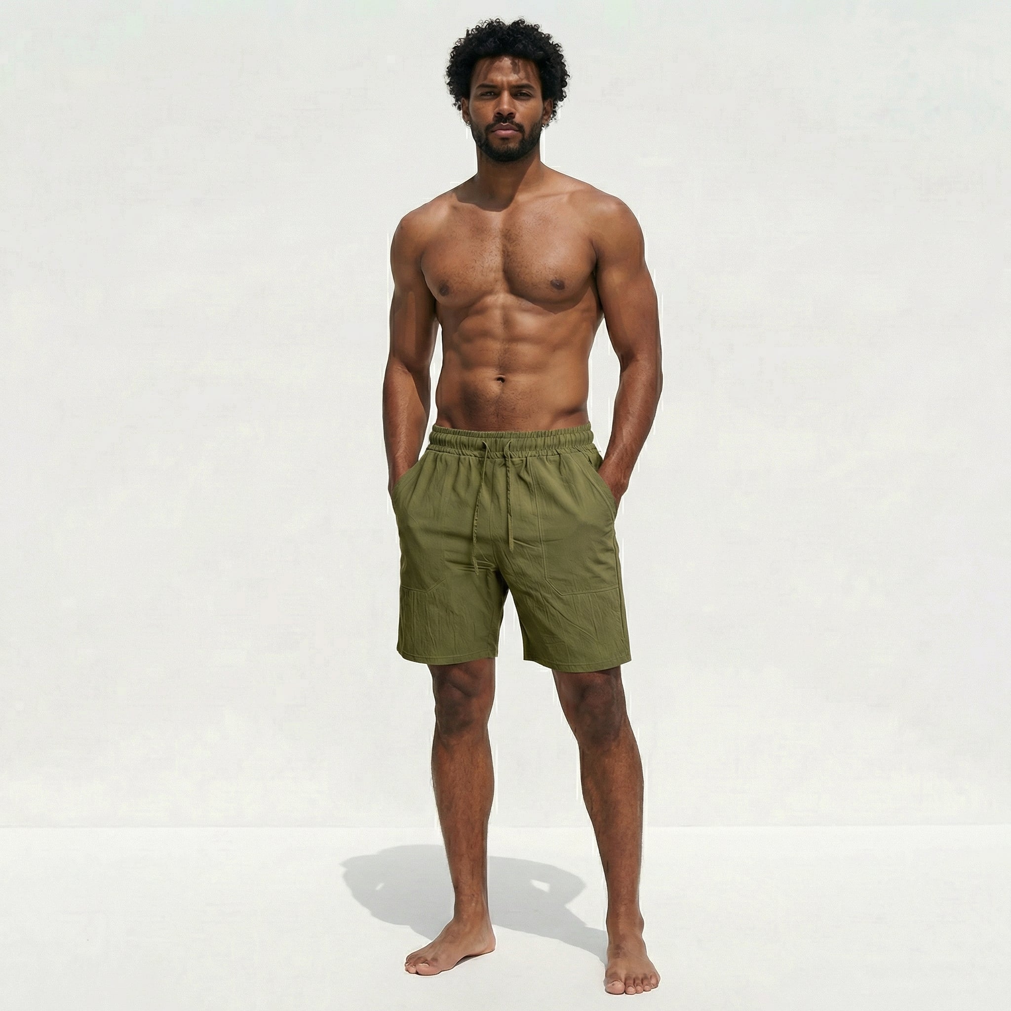 Atelier Rivelle | Short Homme Lin Été Léger Respirant Taille Élastique Confort