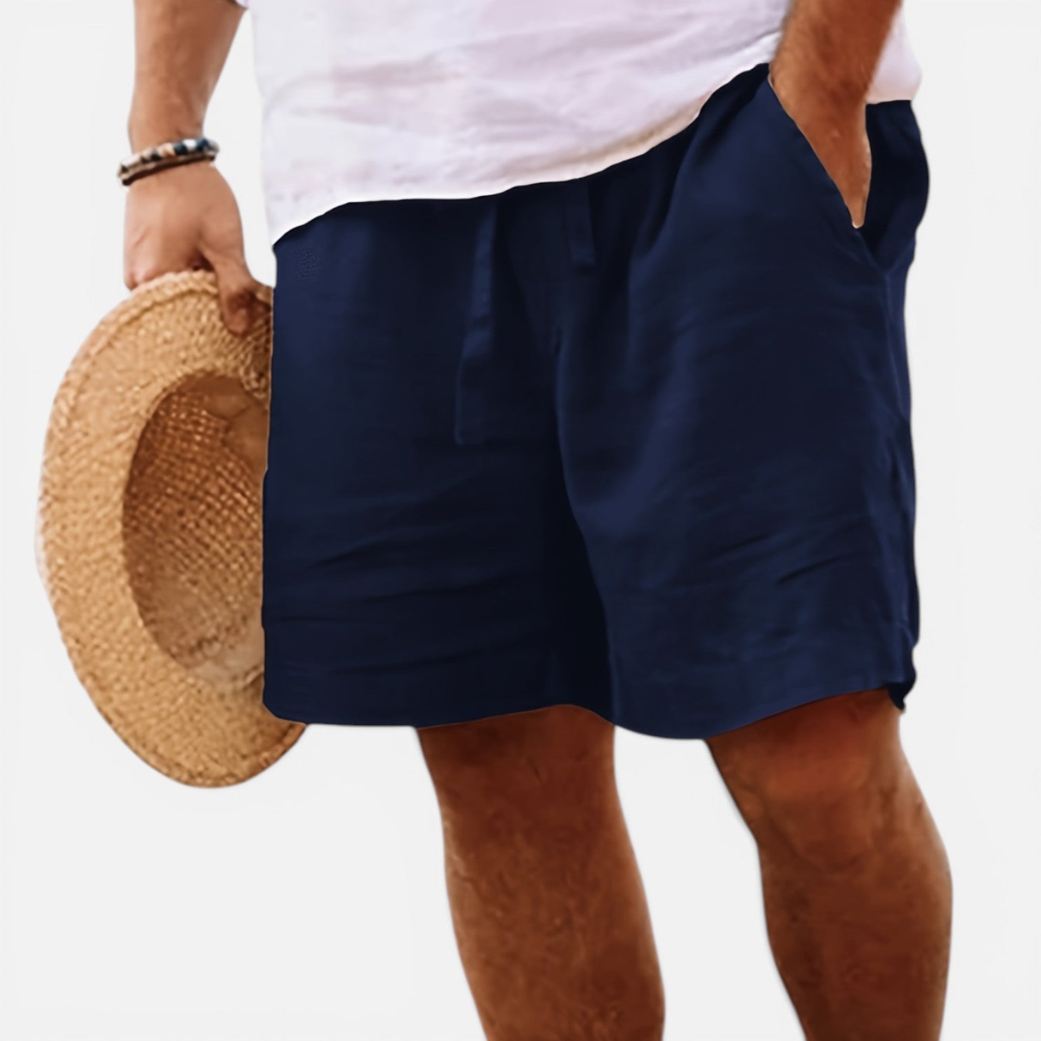 Atelier Rivelle | Short Homme Lin Été Léger Respirant Taille Élastique Confort