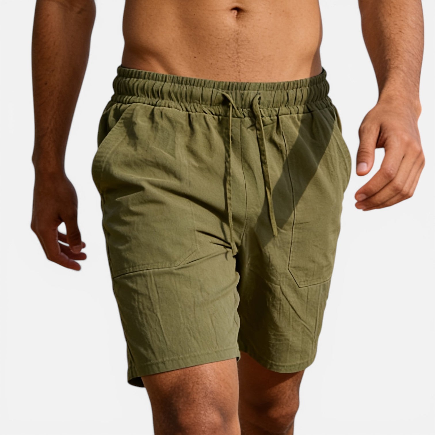 Atelier Rivelle | Short Homme Lin Été Léger Respirant Taille Élastique Confort