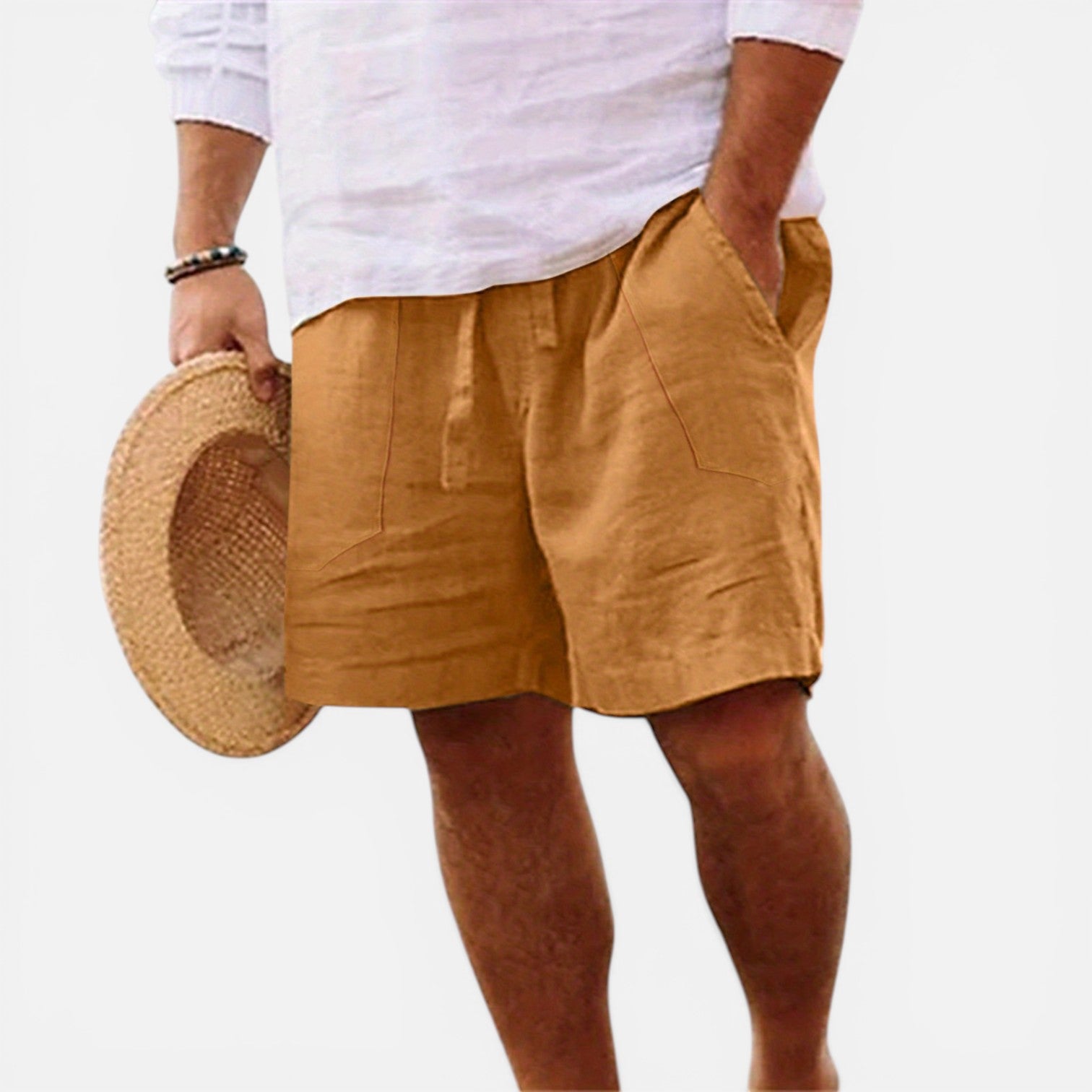 Atelier Rivelle | Short Homme Lin Été Léger Respirant Taille Élastique Confort