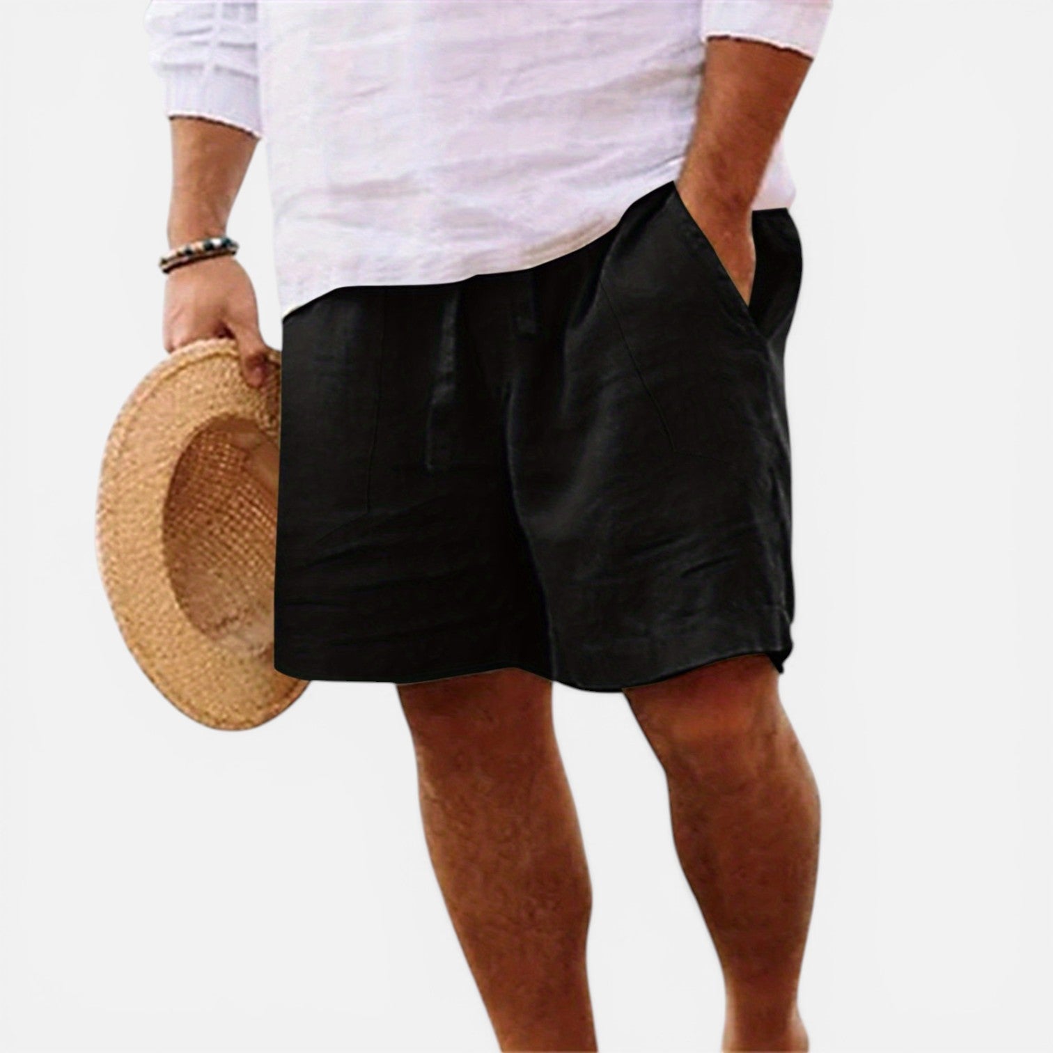 Atelier Rivelle | Short Homme Lin Été Léger Respirant Taille Élastique Confort