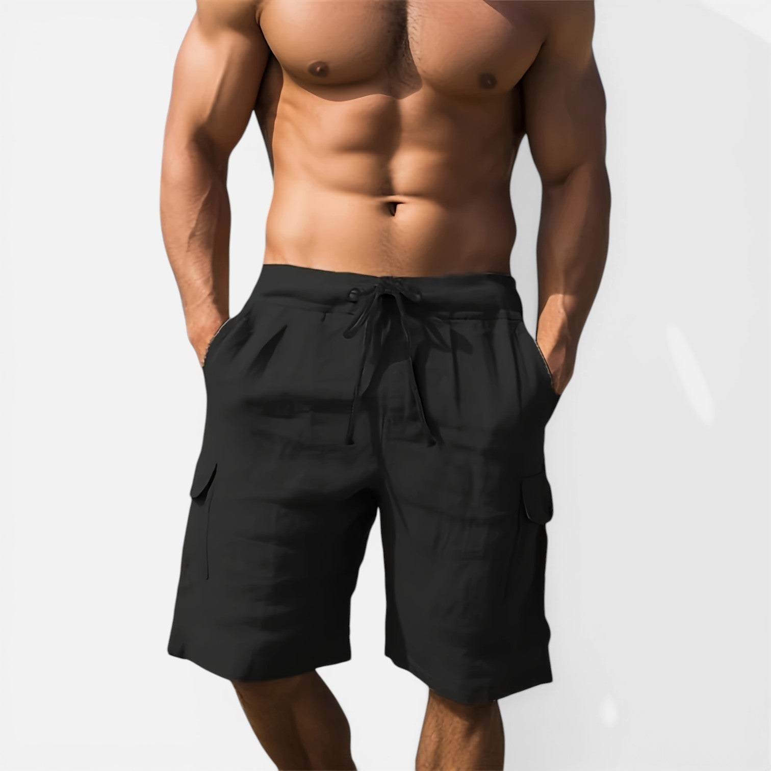 Atelier Rivelle | Short Lin Homme Été Léger Respirant Confort Taille Élastique