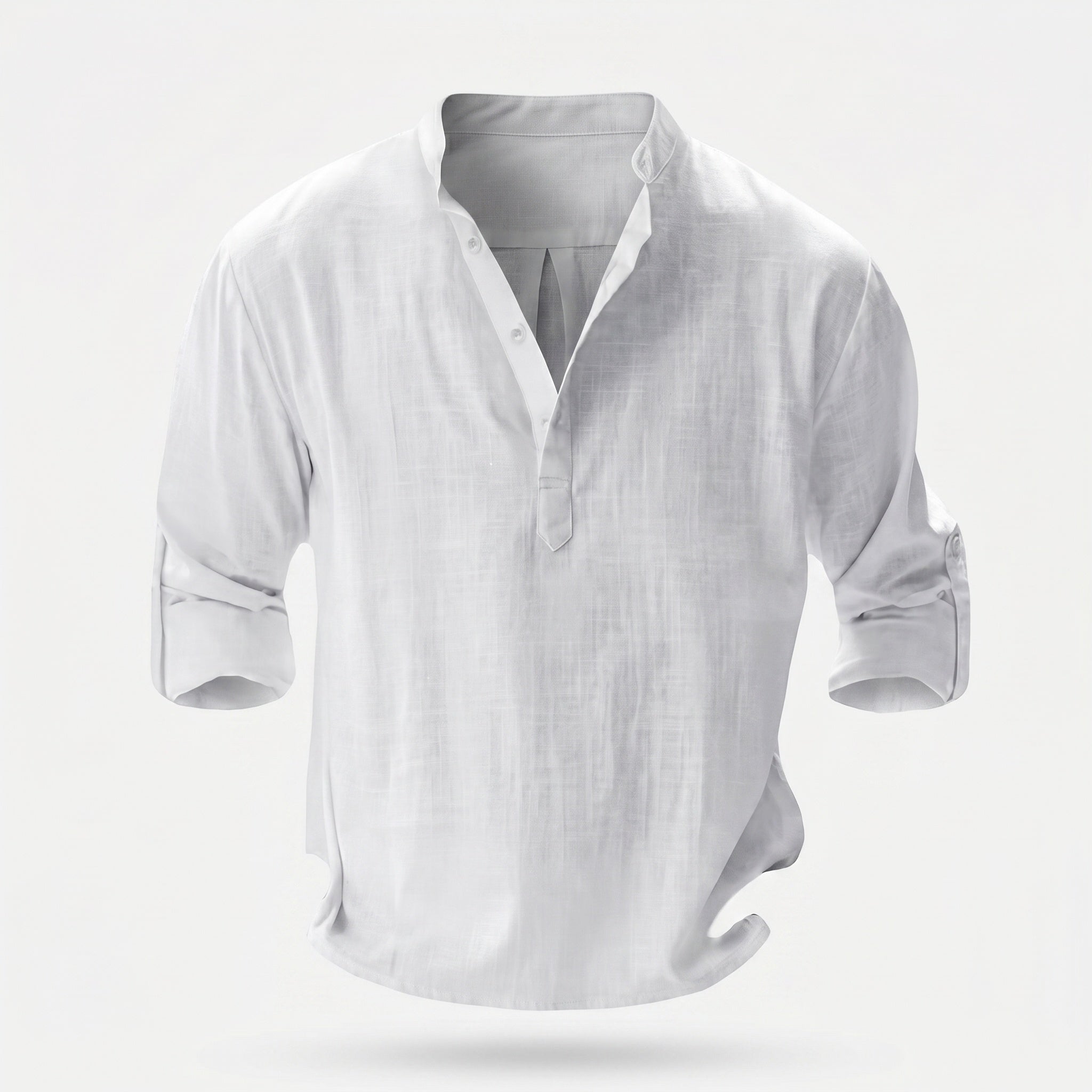 Atelier Rivelle | Chemise Lin Homme Été Col Montant Décontracté Léger