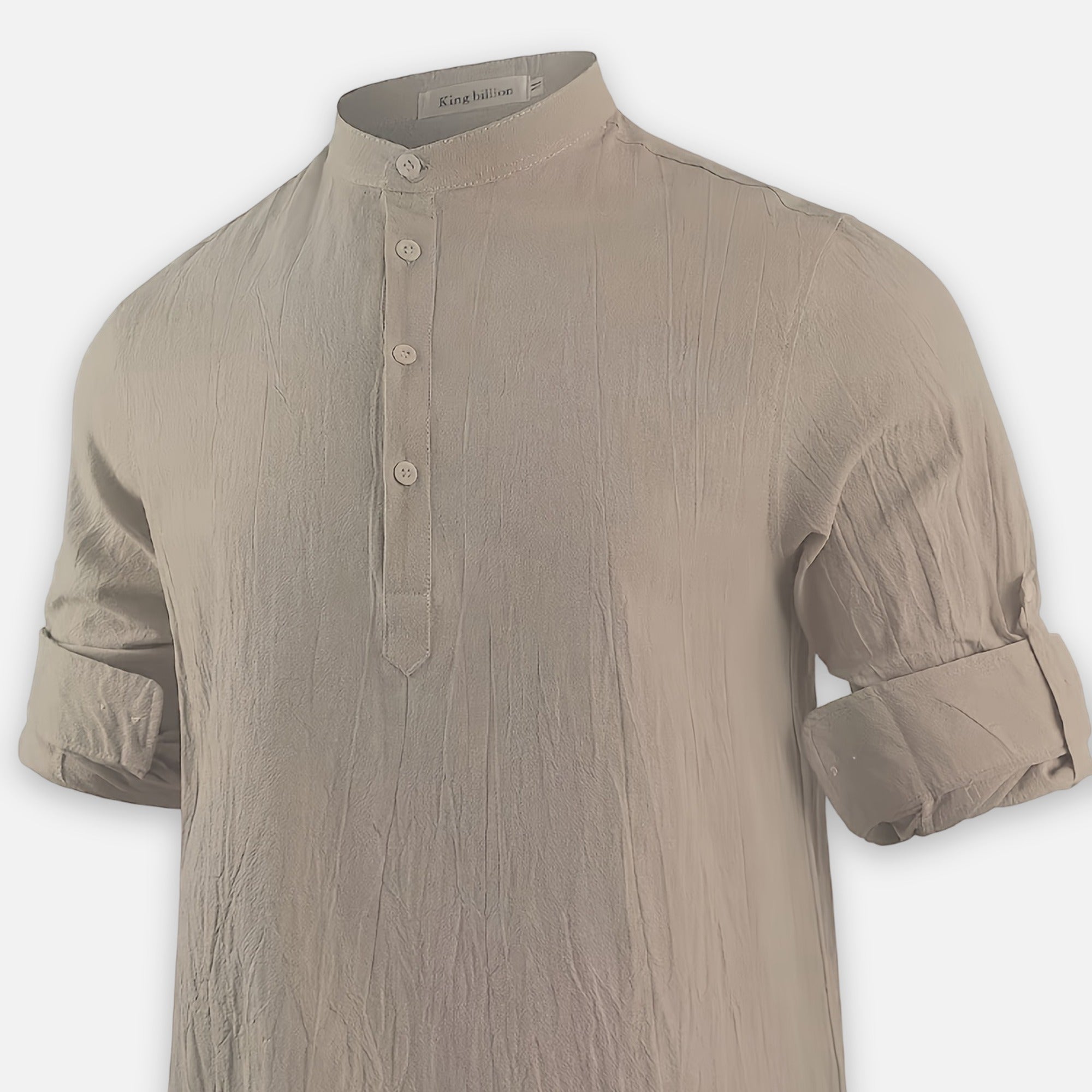 Atelier Rivelle | Chemise Lin Homme Été Col Montant Décontracté Léger