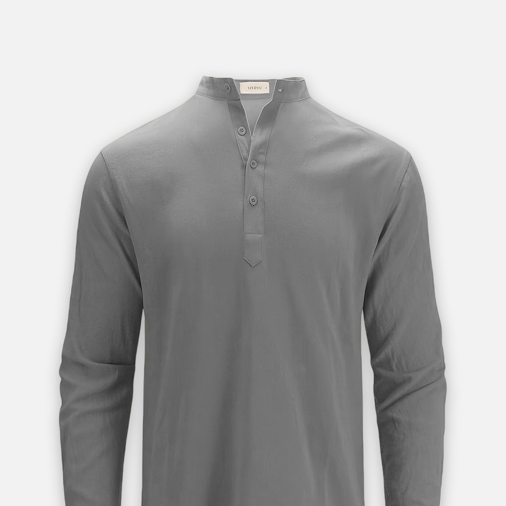Atelier Rivelle | Chemise Lin Homme Été Col Montant Décontracté Léger