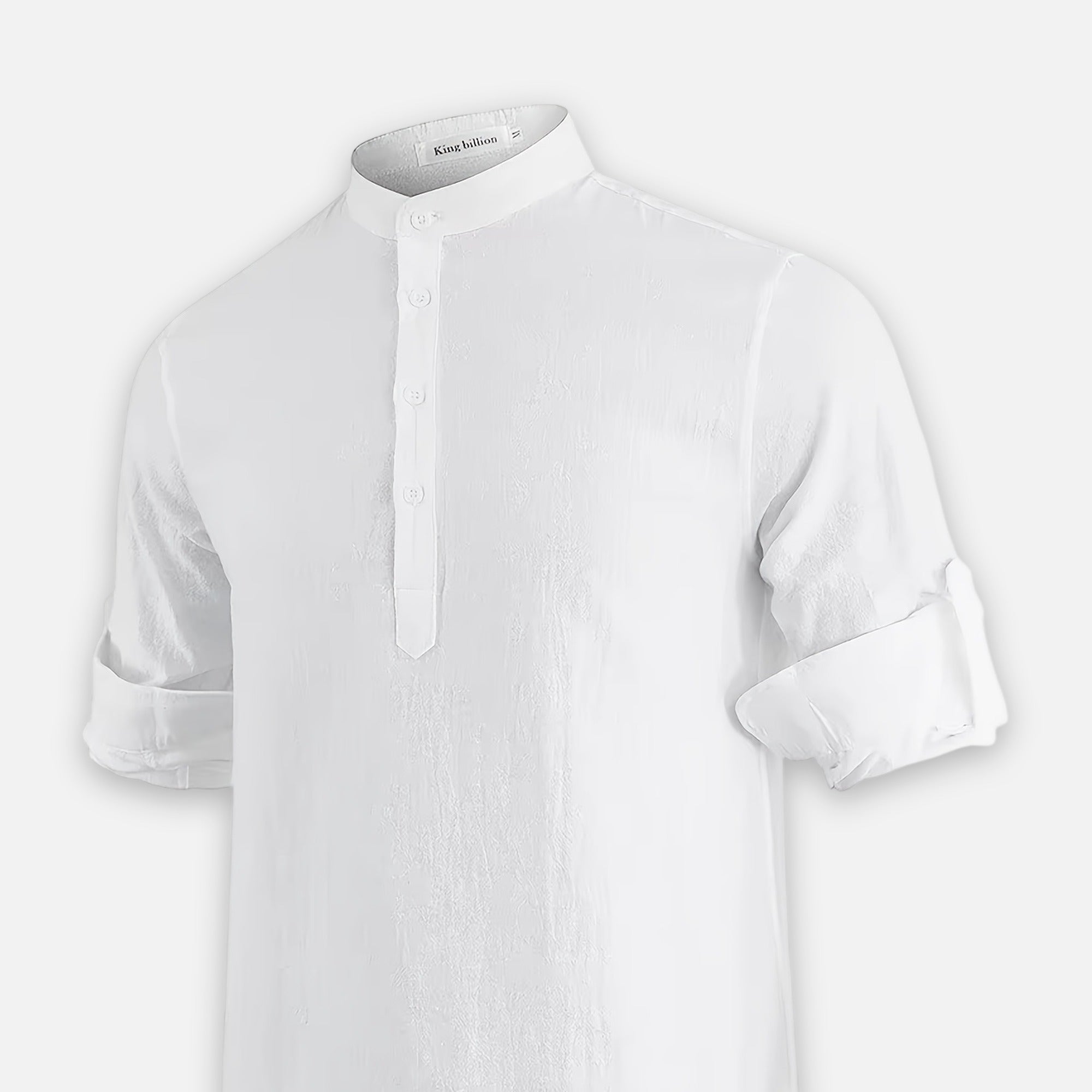 Atelier Rivelle | Chemise Lin Homme Été Col Montant Décontracté Léger