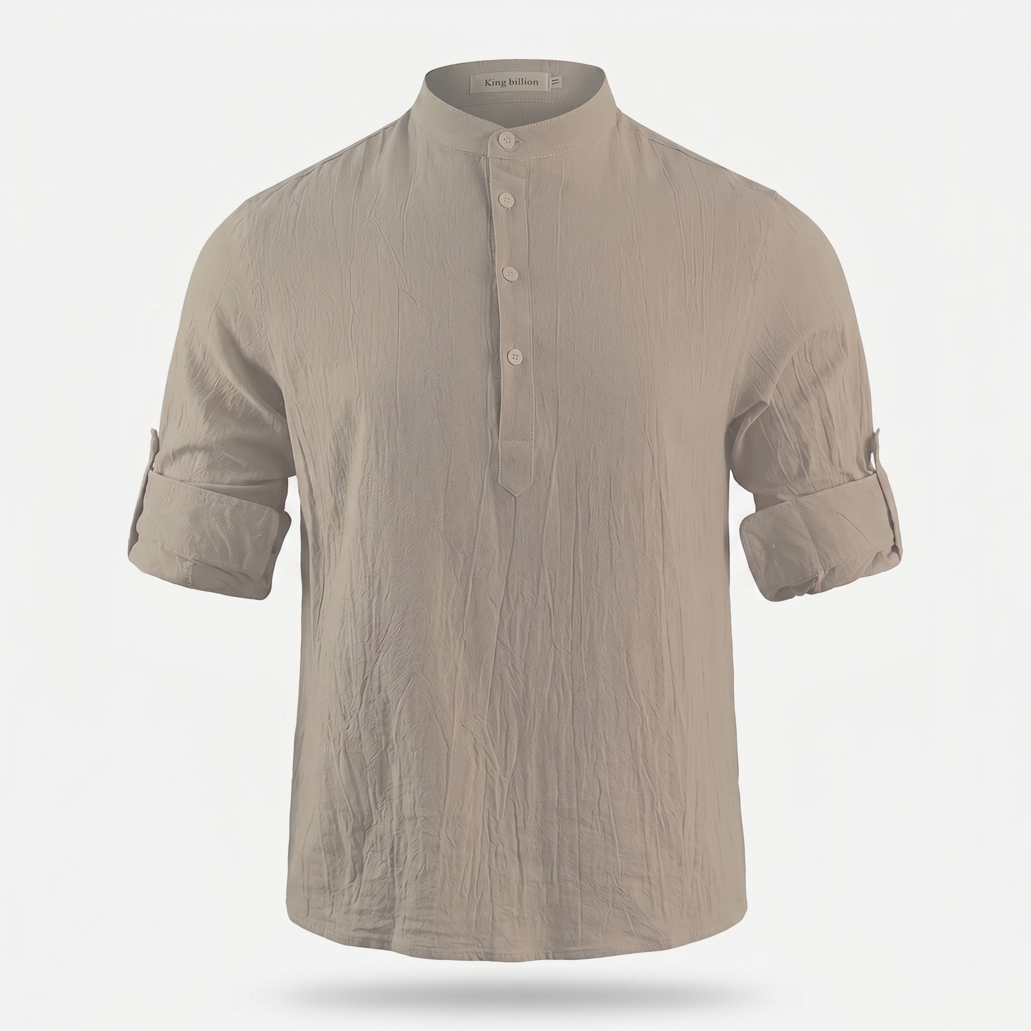 Atelier Rivelle | Chemise Lin Homme Été Col Montant Décontracté Léger