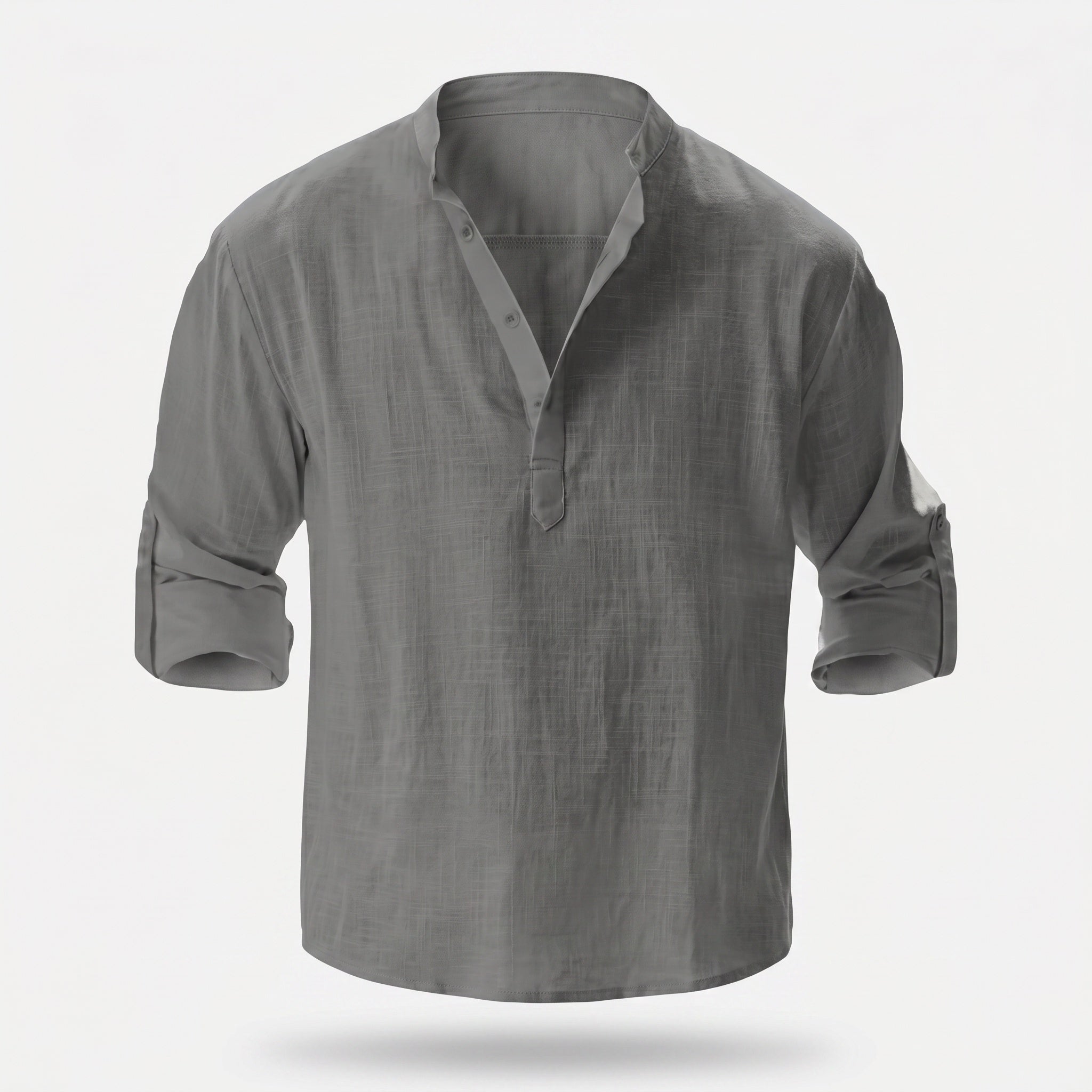 Atelier Rivelle | Chemise Lin Homme Été Col Montant Décontracté Léger