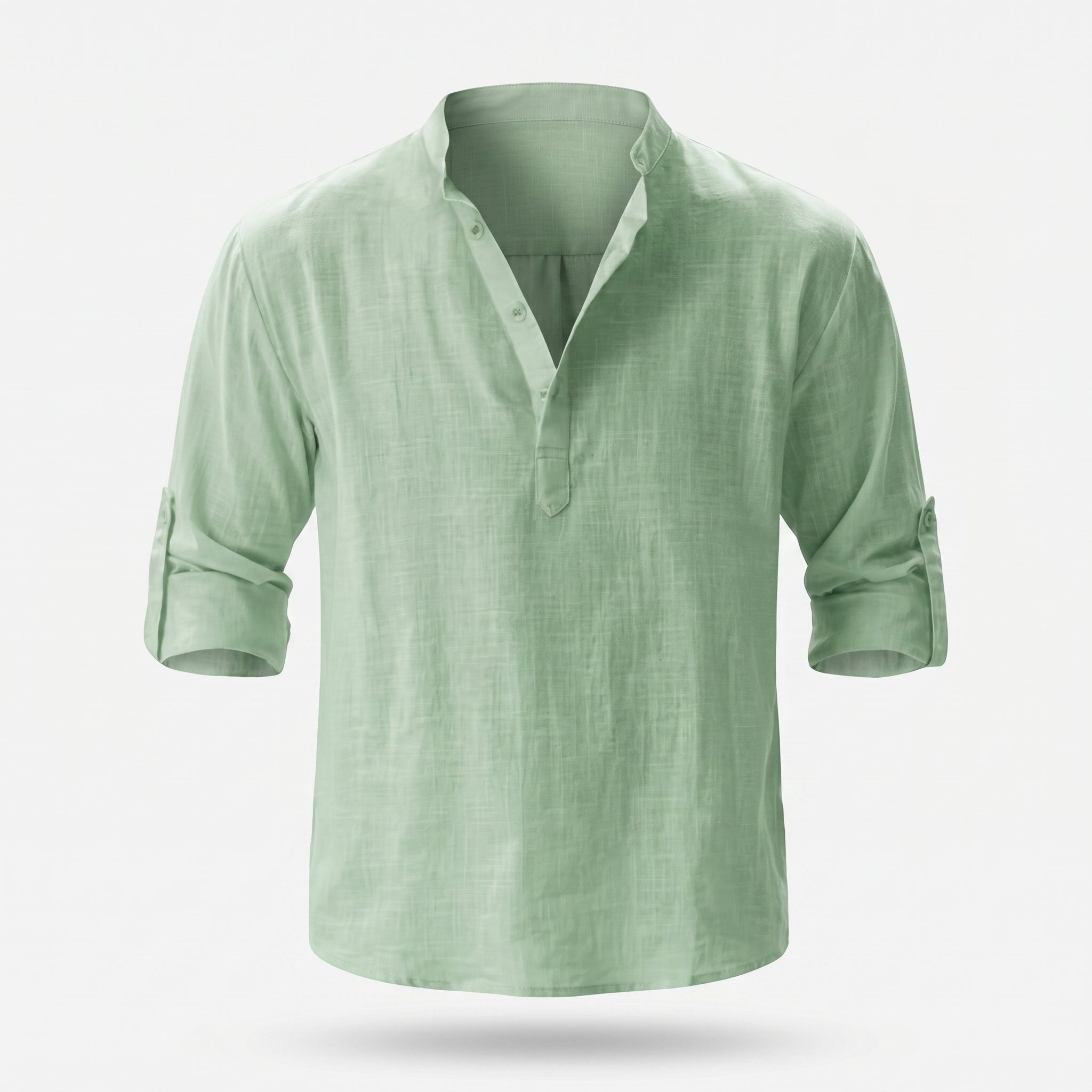 Atelier Rivelle | Chemise Lin Homme Été Col Montant Décontracté Léger