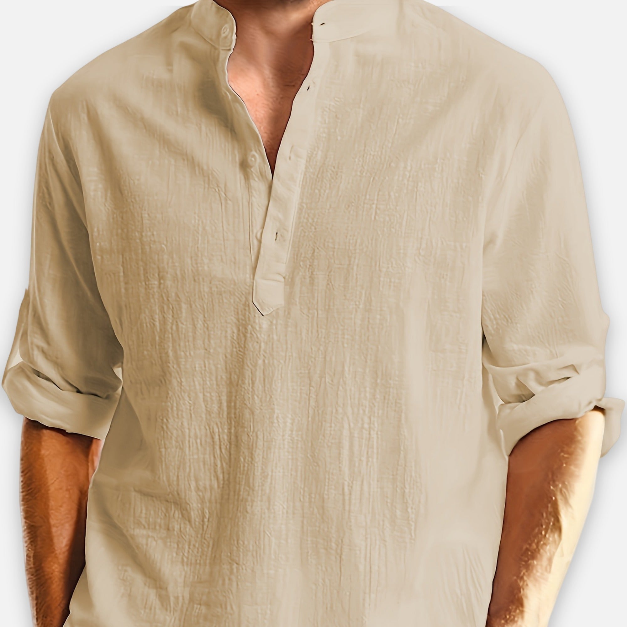 Atelier Rivelle | Chemise Lin Homme Été Col Tunisien Légère Respirante
