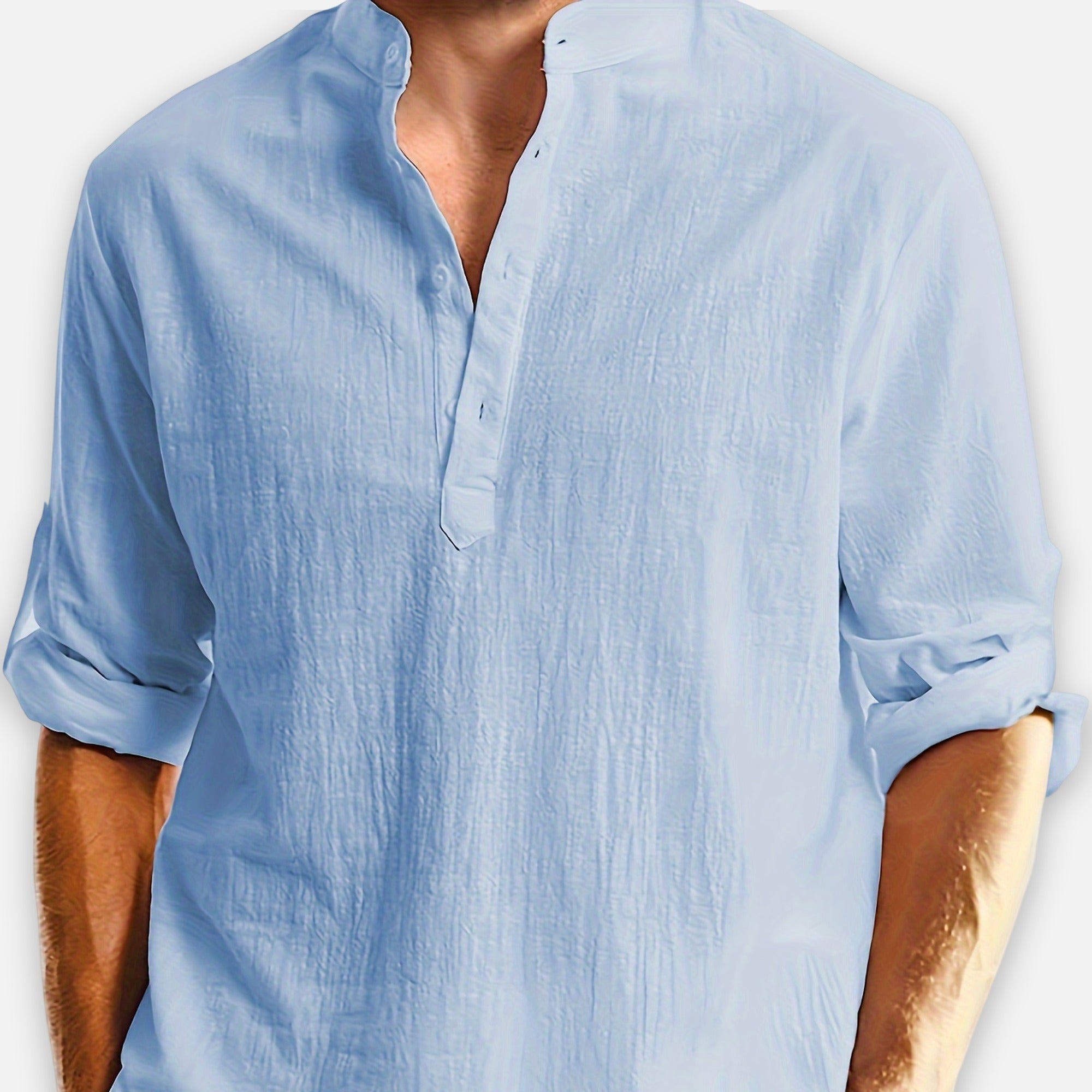 Atelier Rivelle | Chemise Lin Homme Été Col Tunisien Légère Respirante
