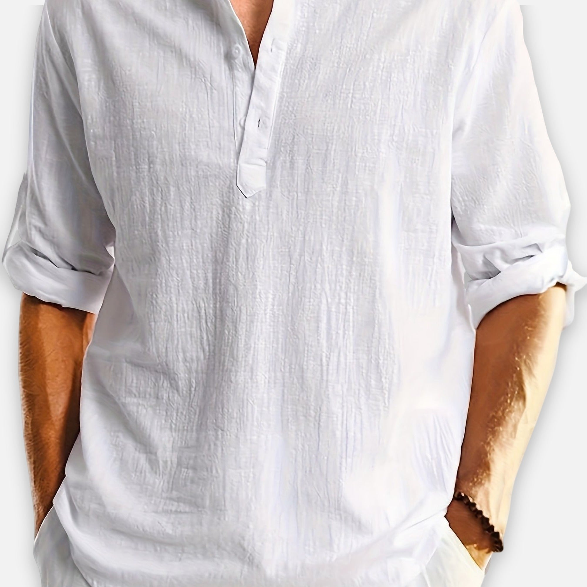 Atelier Rivelle | Chemise Lin Homme Été Col Tunisien Légère Respirante