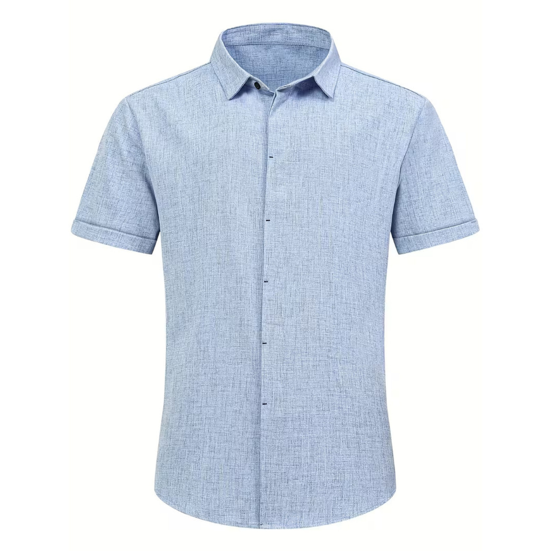 Atelier Rivelle | Chemise Homme Manches Courtes Été Casual Bleu Léger Confort