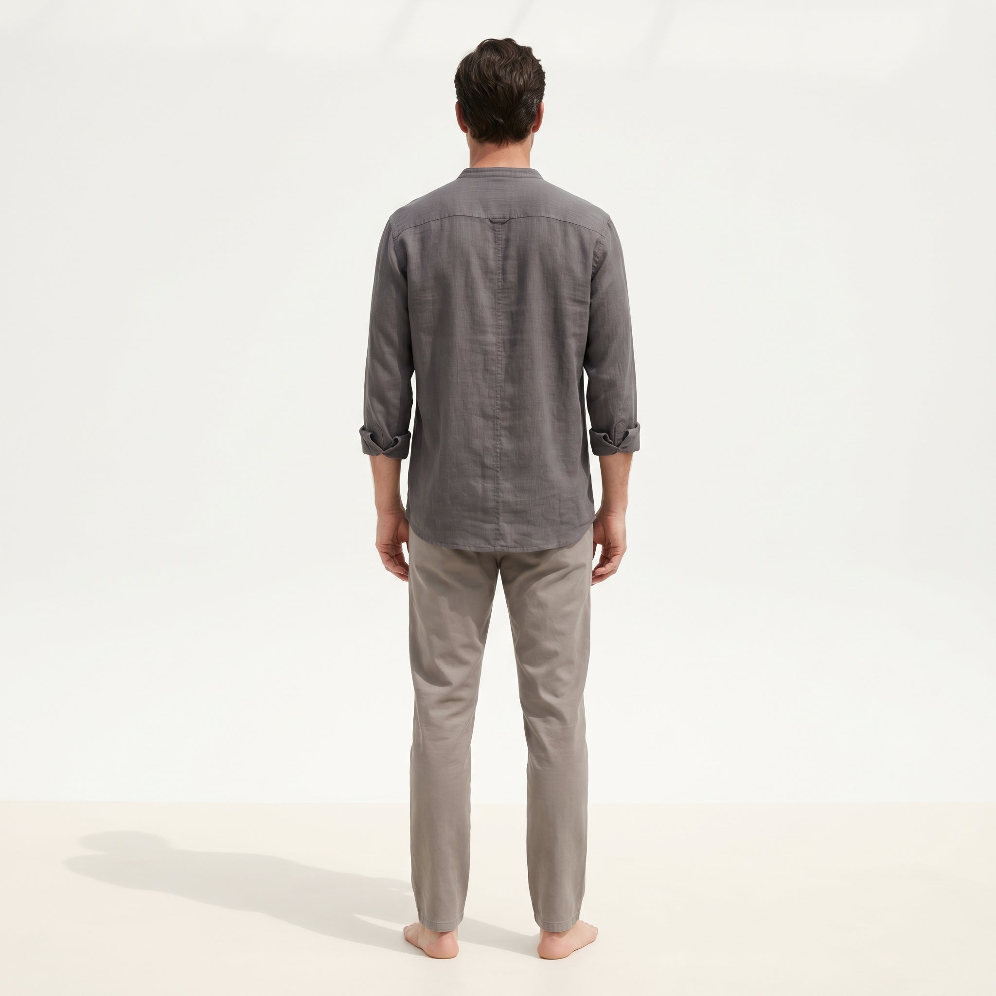 Atelier Rivelle | Chemise Lin Homme Été Col Montant Décontracté Léger