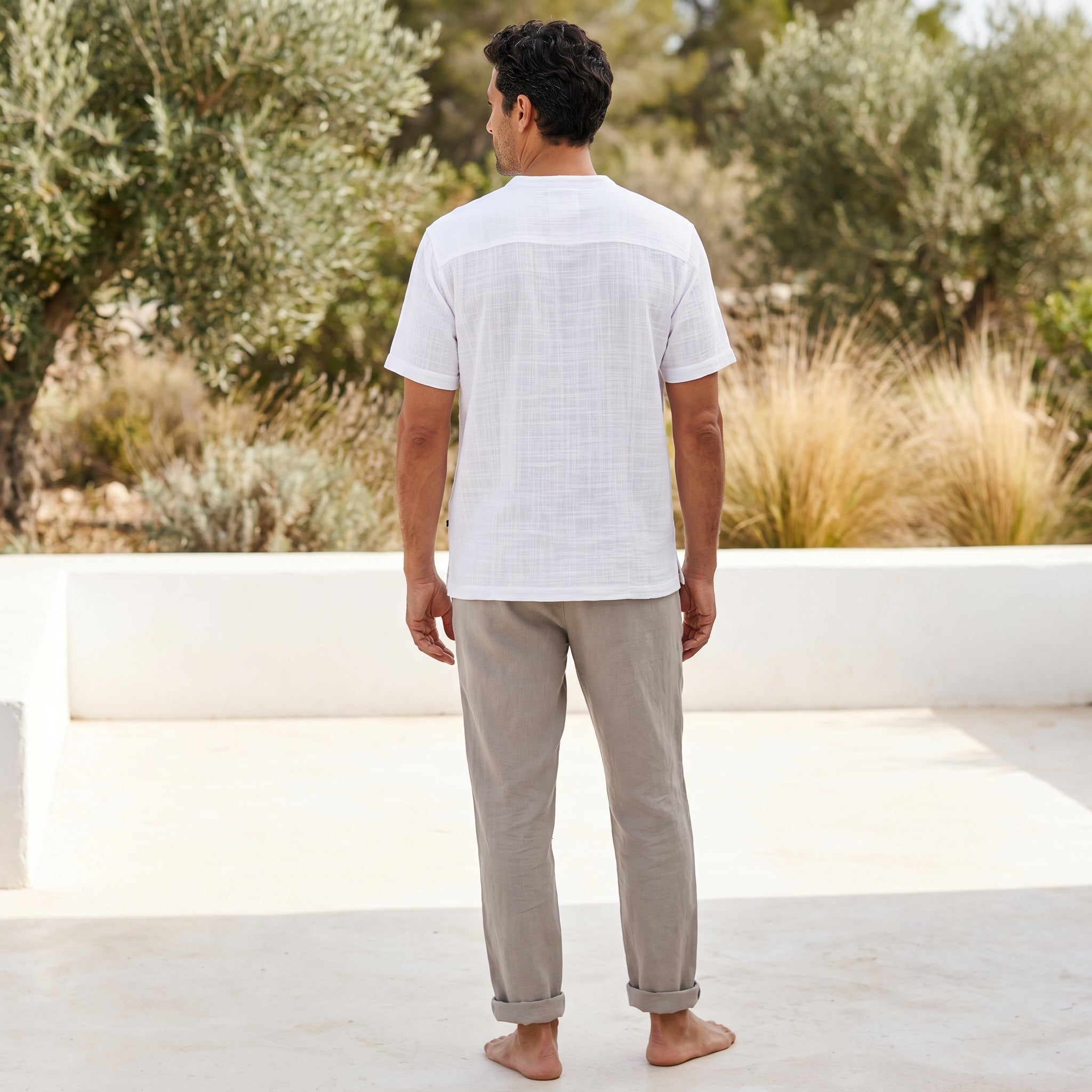Atelier Rivelle | Chemise Lin Homme Été Col V Décontractée Légère Ample