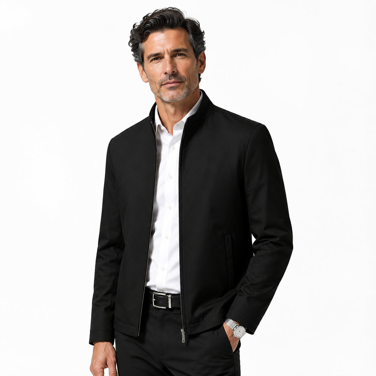 Atelier Rivelle | Veste Homme Mi-Saison Élégante Col Montant Poches