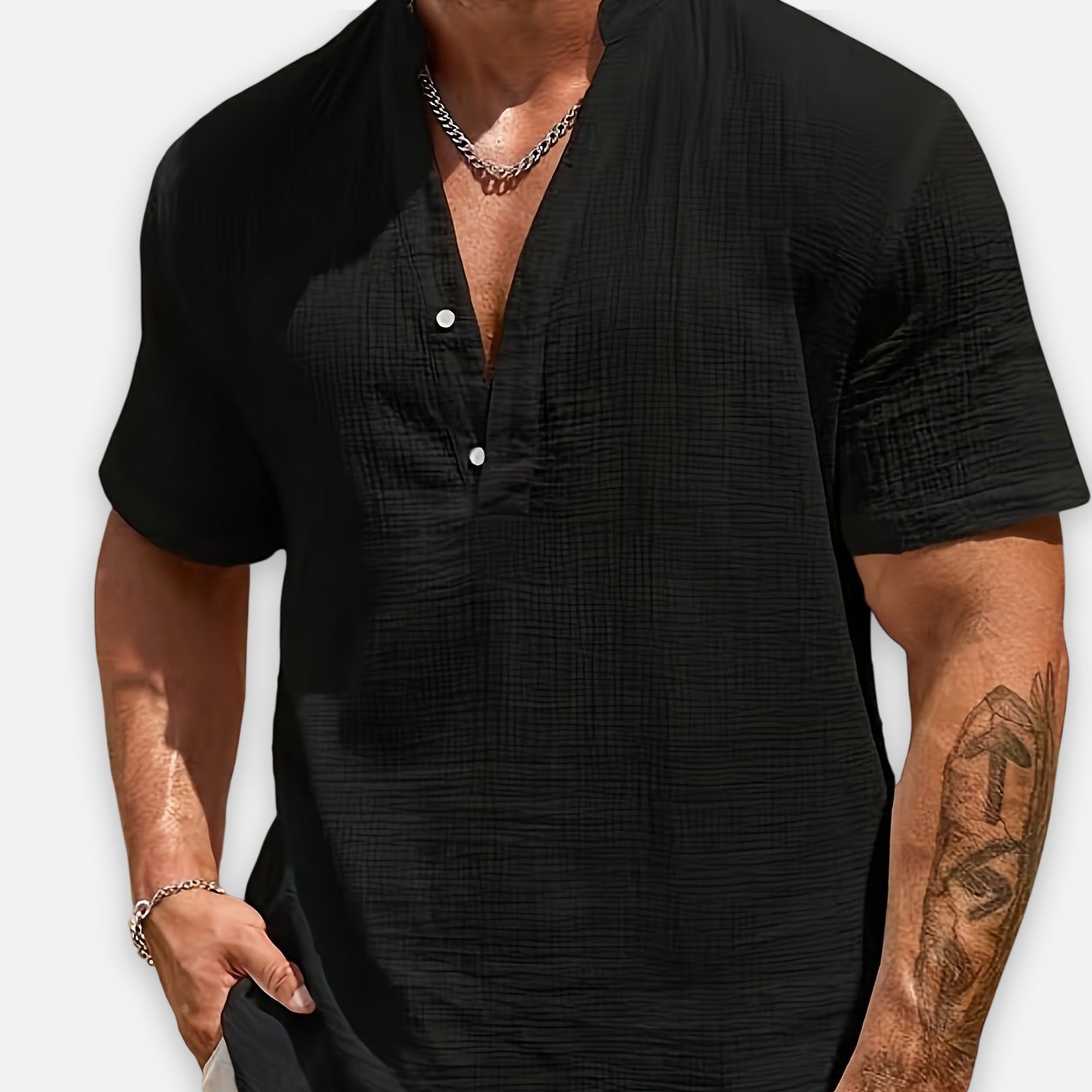 Atelier Rivelle | Chemise Lin Homme Été Col V Décontractée Légère Ample